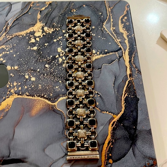 DAVID YURMAN Renaissance Triple Row Link Bracelet with Black Onyx & Diamonds - Picture 3 of 8